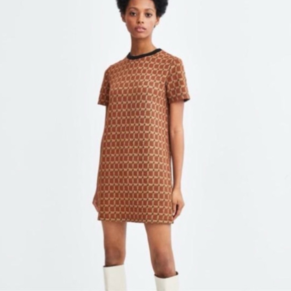 ZARA Trafaluc Rust Orange Shift Dress